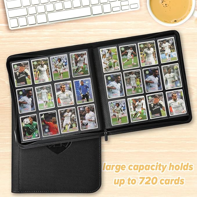 12 Pocket Ringless Side Loading Trading Card Binder, 720 Cards PU Fixed Page - Image 7