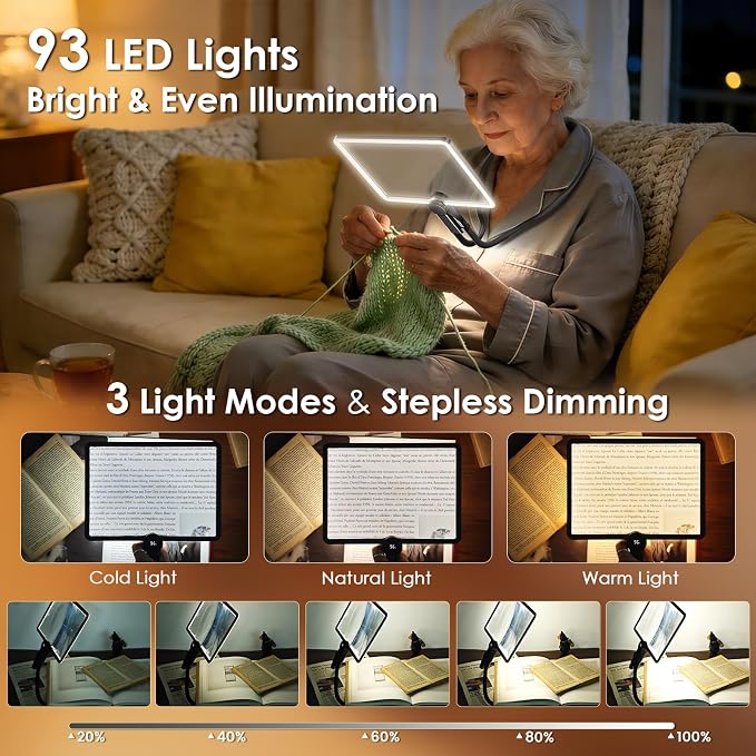 Magnifying Glass with Light for Reading, Rechargeable 5X Full Page 9.25" x 6.5" - Image 6