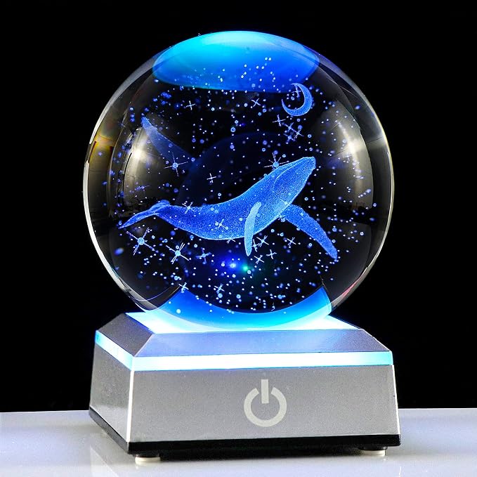 3D Engraved Whale K9 Crystal Ball by Ornalrist