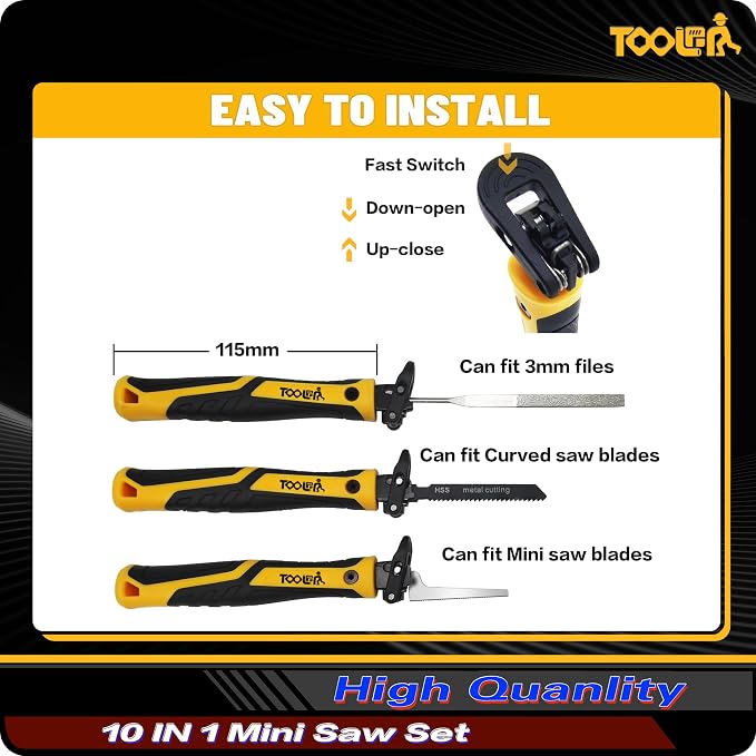 TOOLAN: 10-In-1 Model Craft Hand Saw & File Set. DIY Mini Razor Saw&File Kit - Image 2