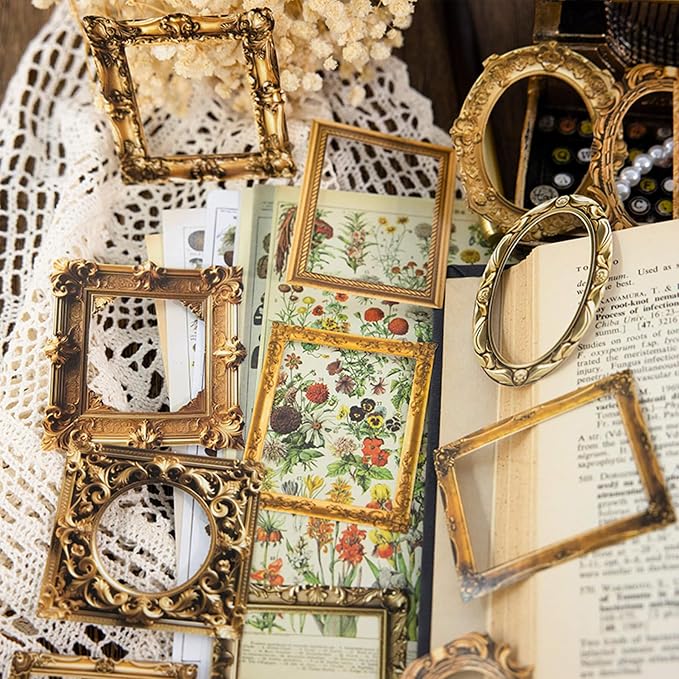 100 Pcs Vintage Frame Stickers Metallic | Scrapbooking Stickers - Image 7