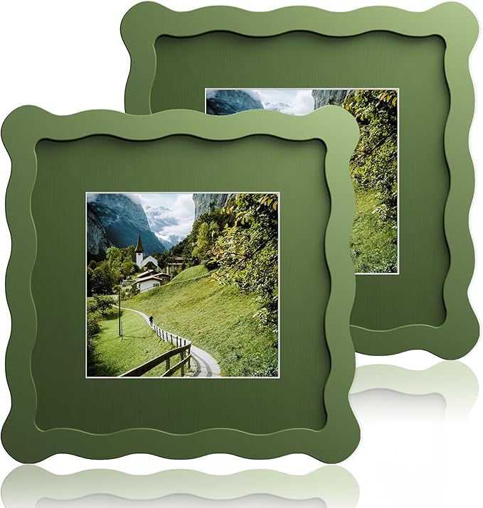 6x6 Wavy Picture Frame With Mat by Unknown