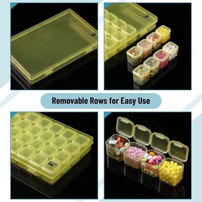 Mr. Pen- Bead Storage Containers, 28 Grids, 2 Pack, Transparent Yellow | 160 - Image 4