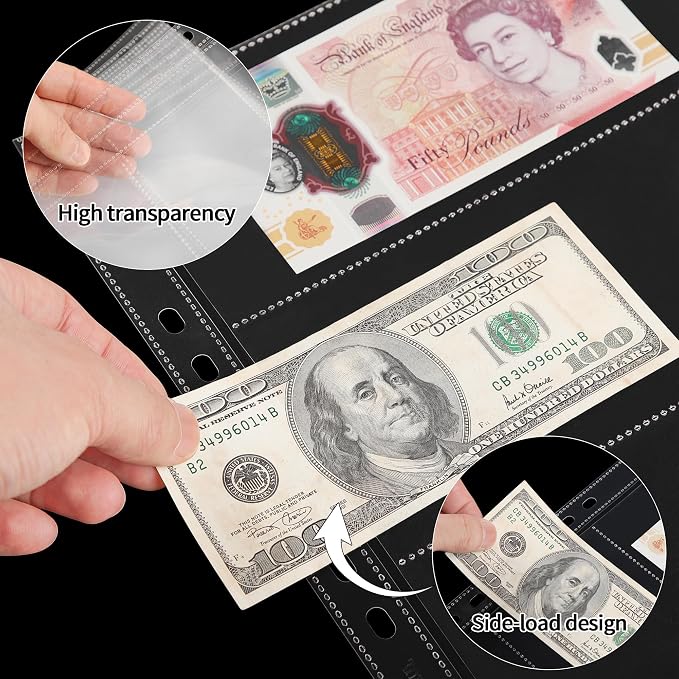 150 Pockets Archival Banknote Pages – 50 Sheets Acid-Free Currency Protector - Image 3