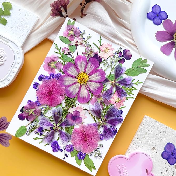 35Pcs Purple Pressed Dried Flowers - Image 3