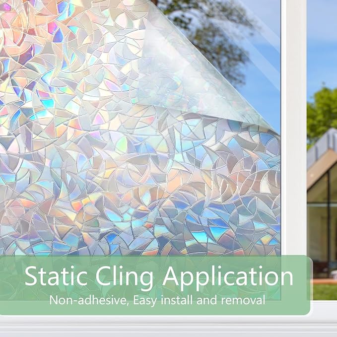 HIDBEA Window Privacy Film Static Clings, Rainbow Window Film, 3D Decals - Image 6