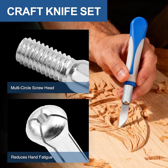 16 Pcs Premium Precision Craft Knife Set, 10 Replaceable Carbon Steel Blades - Image 5