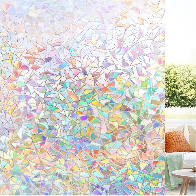 LUTE Rainbow Window Privacy Film, Stained Glass Cling, 23.6" x 78.7" | 3D by LUTE