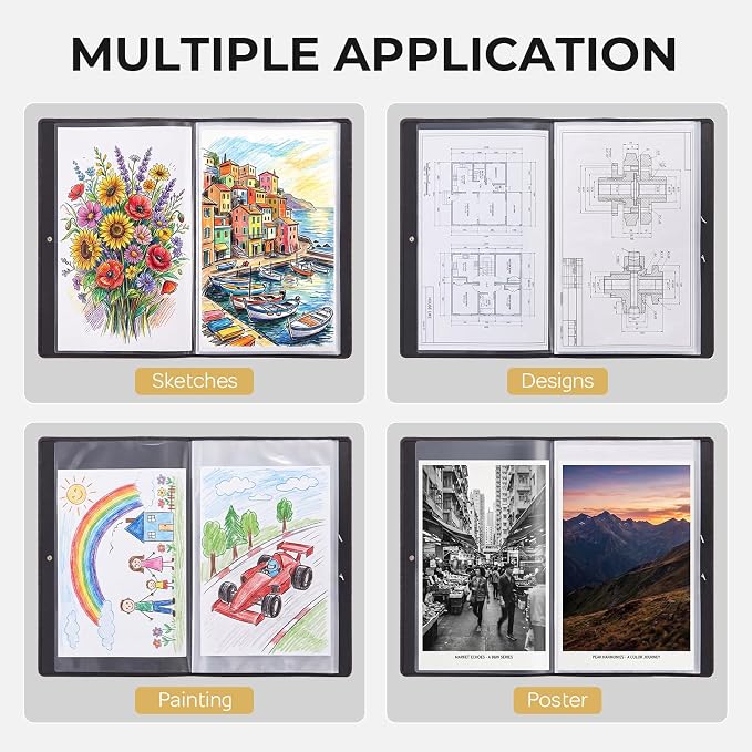 Nicpro 11x14 Art Portfolio Folder, 30 Pockets Display 60 Pages Art Painting - Image 7