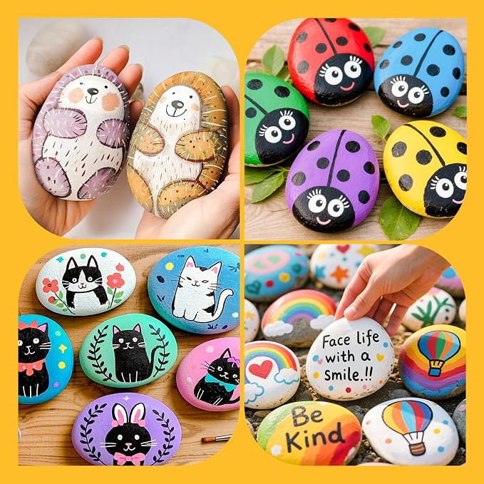 Simetufy 25 Pcs Large Rocks for Painting, 4-5 Inch River Rocks Painting Stones - Image 7