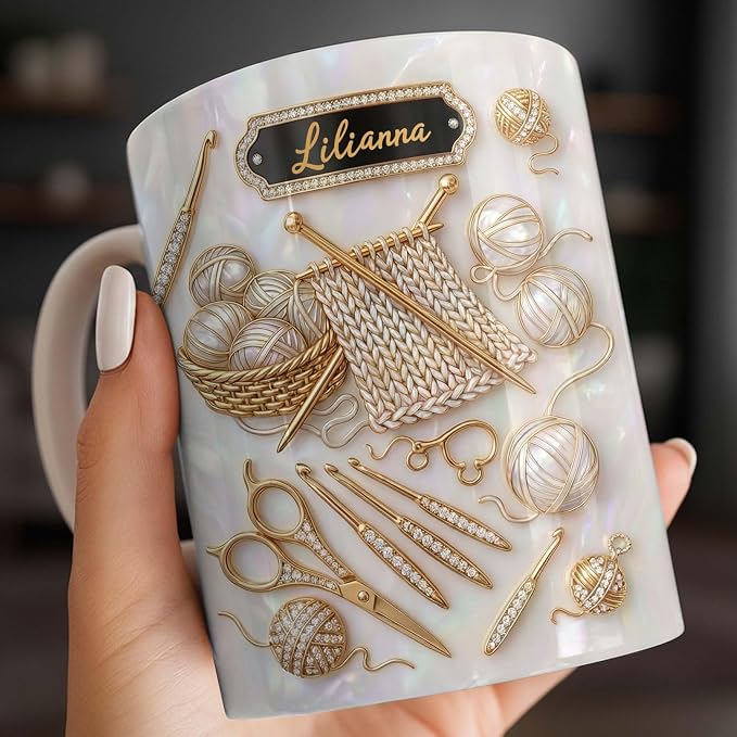 Personalized Crochet Mug for Women, Custom For Crochet Lover Gifts - Image 3