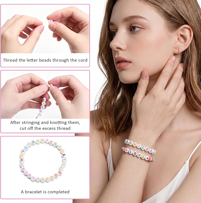 SUTOUG 1500PCS White Letter Beads and Star Beads - Image 5