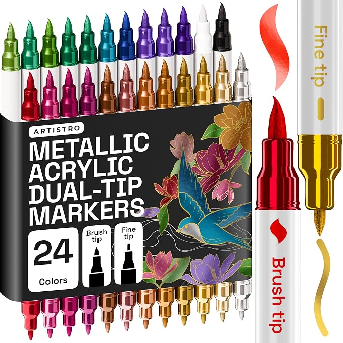 ARTISTRO 24 Metallic Acrylic Paint Markers by ARTISTRO