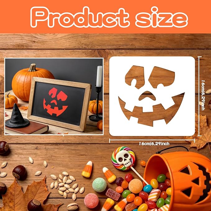 40 PCS Halloween Painting Stencils, 6 Inch Plastic Reusable Pumpkin Faces - Image 2