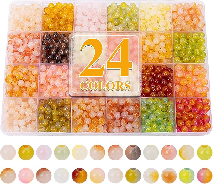 XSEINO About 1200+ pcs 6mm Glass Beads Bracelet Making Kit, 24 Assorted Yellow by XSEINOiscreating%EF%BC%81