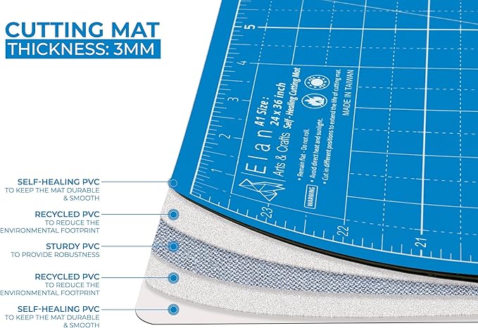 Elan Cutting Mat A0 Blue, Extra Large Self Healing Cutting Mat 36 x 48 Inch - Image 4