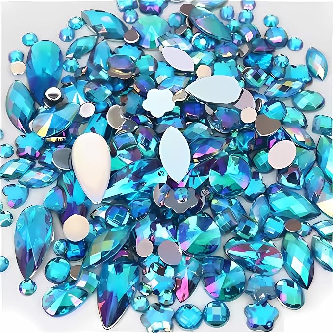 Mixed 1400pcs AB Colour Gems Jewels Flatback Rhinestones, Face Art Gem Jewel by Unknown