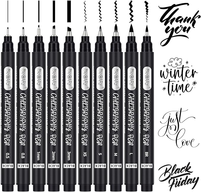 PANDAFLY Calligraphy Pen, 10 Size Calligraphy Pens by PANDAFLYArtSupplies
