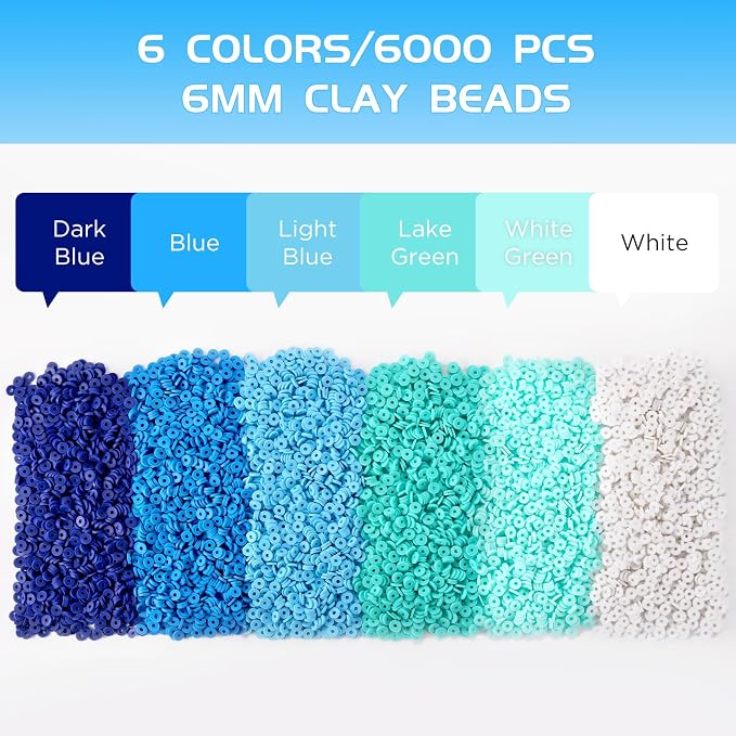 6000 Pcs Blue Clay Beads for Bracelets Making, Funtopia Heishi Beads Polymer - Image 2