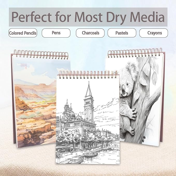 Crehatos 9" x 12" Sketch Book 100 Sheets Each, 2 Pack | Top Spiral Bound Sketch - Image 7