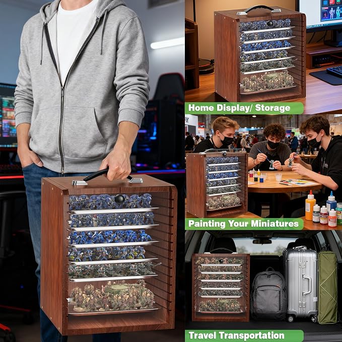 Miniature Storage Case for Collectibles Miniatures, Wooden Display Cases - Image 9