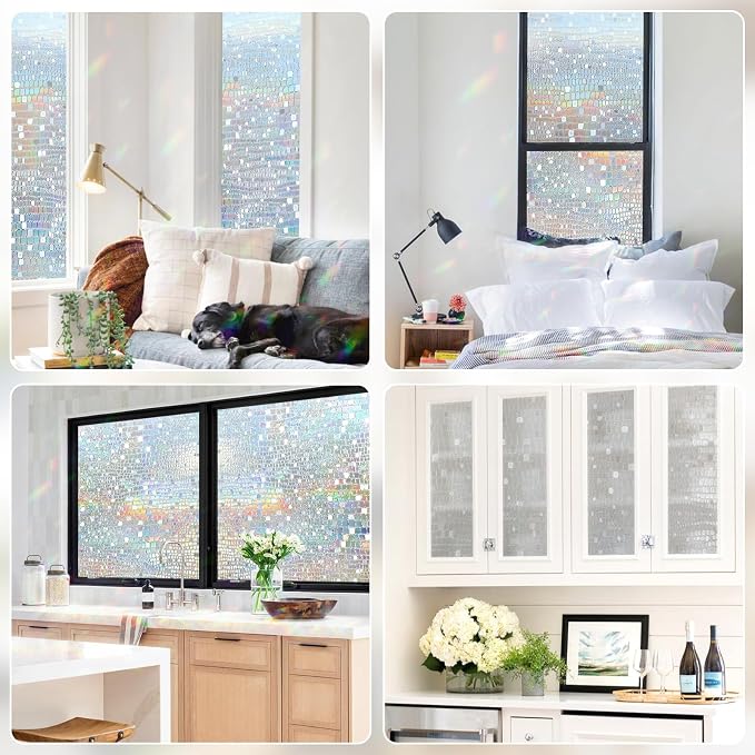 rabbitgoo Window Privacy Film Decorative Rainbow Cling, 17.5" x 78.7" | 3D - Image 8