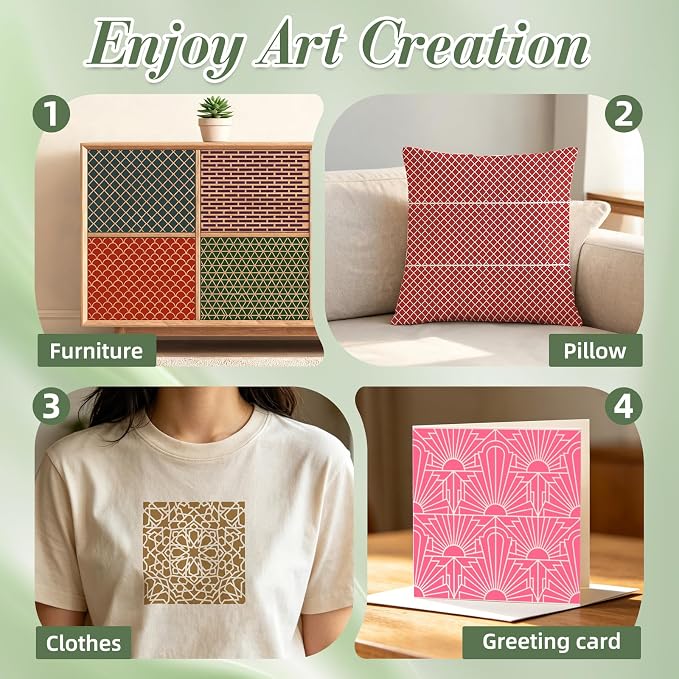 Texture Stencils for Crafts Reusable 16Pcs Stencils | DIY Art Painting Stencil - Image 5