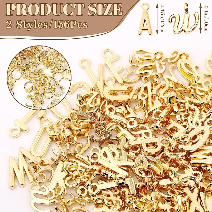 SANNIX 156Pcs/6 Sets Letter Charms, A-Z Letter Charms 2 Styles Initial Alphabet - Image 2