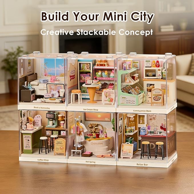 Cozy Hotel Room Miniature House Kit, Plastic DIY Dollhouse - Image 6