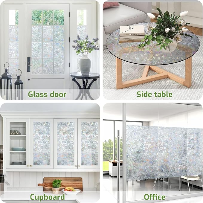 LUTE Rainbow Window Privacy Film, Stained Cling, 35.4" x 118.1" | 3D Decorative - Image 5