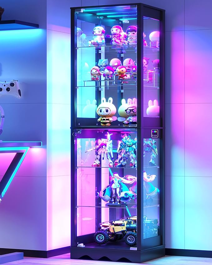 Dystler Display Cabinet with Glass Doors, 6 Tier RGB Lights Curio Cabinet | by CraftYourIdealHomeLife