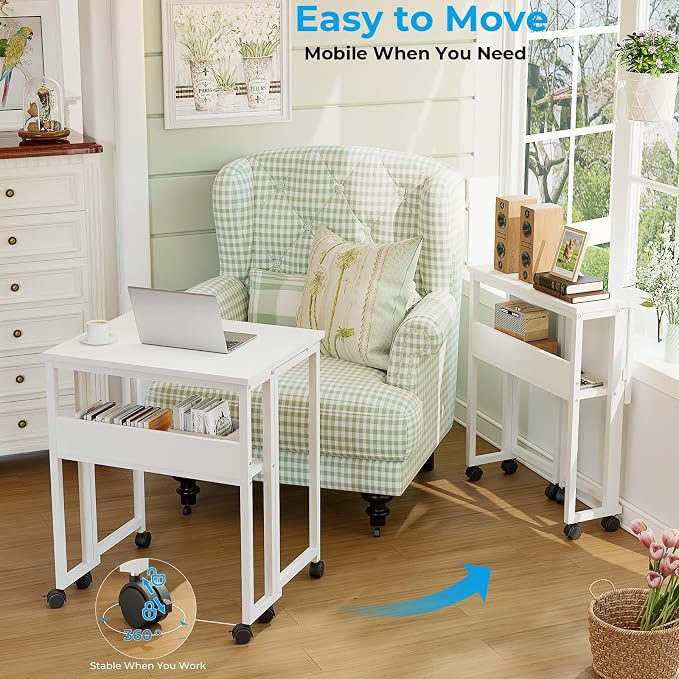 GreenForest Folding Desk with Wheels, 31.5" Rolling Table - Image 4