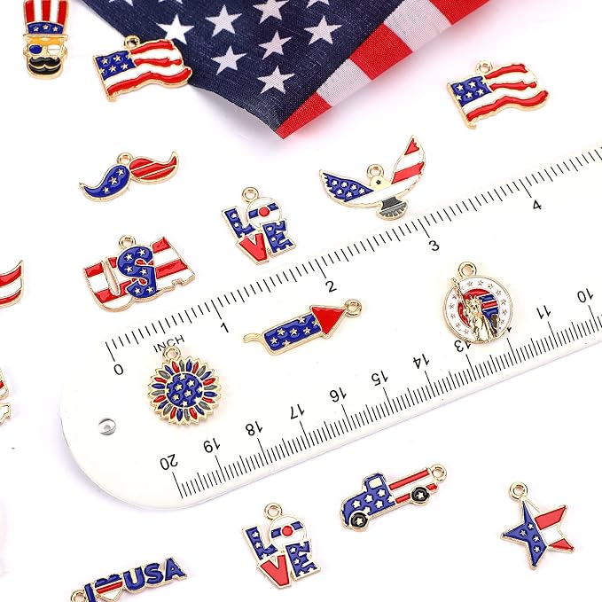 SANNIX 110Pcs Independence Day Charms, Patriotic Charms 4th of July Red White - Image 3