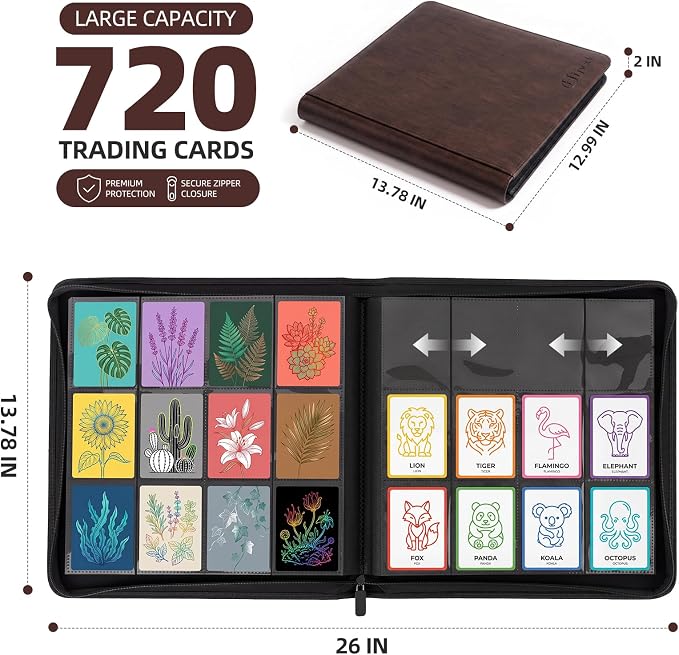 Card Binder 12 Pocket, Premium 720 Double Sided Pocket Collection Binder - Image 3