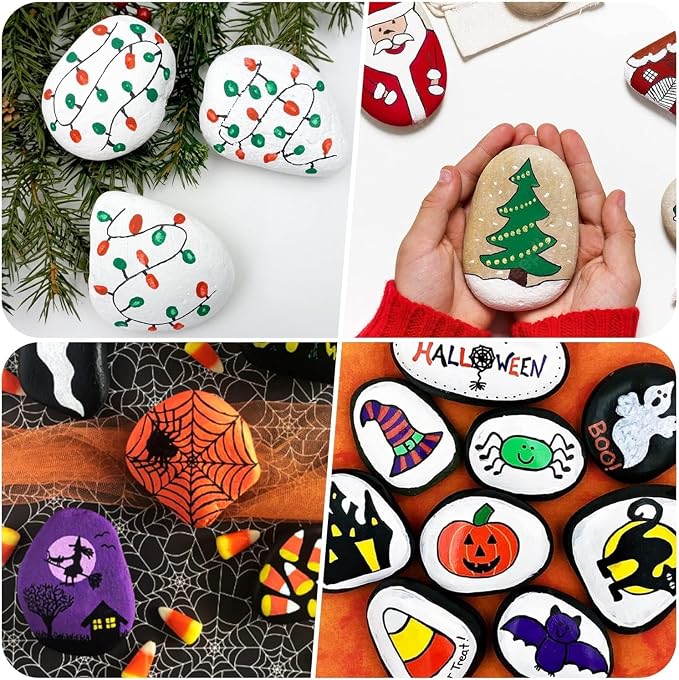 River Rocks for Painting 6 Pcs Extra Large 4.7-6.3 Inch Flat Smooth Painting - Image 6