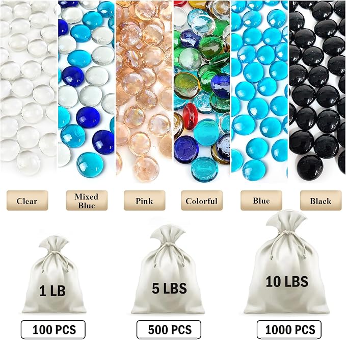 FANTIAN 1 lb Blue Flat Glass Marbles - Image 3