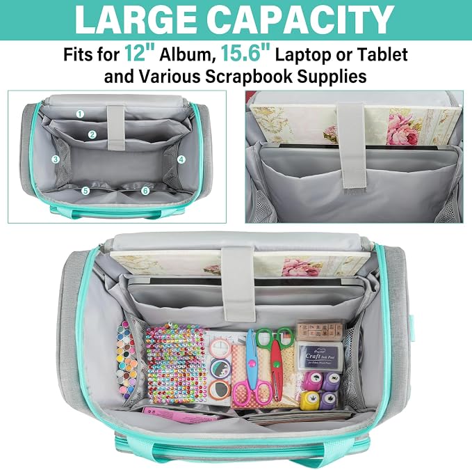 Craft Bag for Scrapbook Supplies, Large Scrapbook Tote - Image 2