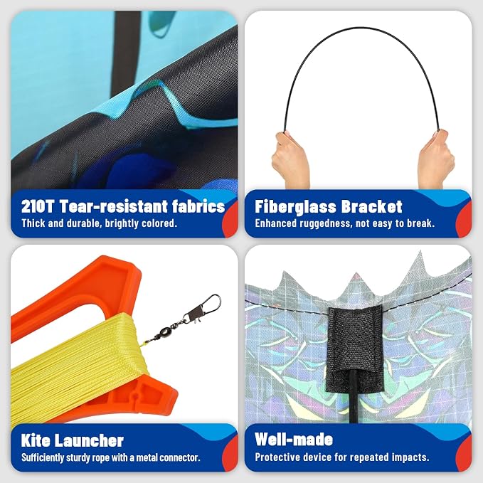 SGftre Complete Kite with Handle, Line & Accessories, Family Outdoor Activities - Image 2