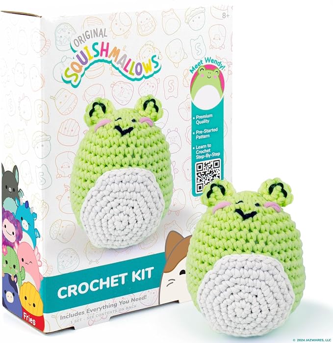 Original Squishmallows Wendy The Frog Crochet Kit, Includes Yarn, Crochet Hook by HorizonGroupUSA