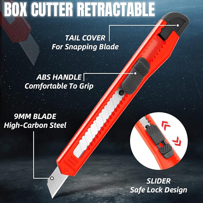 42 Pack Box Cutter Retractable, 9MM Snap-Off Blade Utility Knife - Image 7