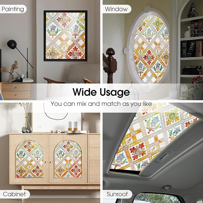 Coavas Stained Glass Window Film Decorative Privacy Cling - Image 6