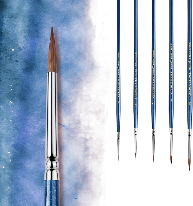Kolinsky Sable Brushes, Watercolor Details, Acrylic Gouache Inks Painting by goldenmaple