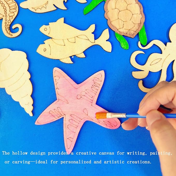 54PCS Unfinished Blank Wooden Cutouts Craft - Image 3