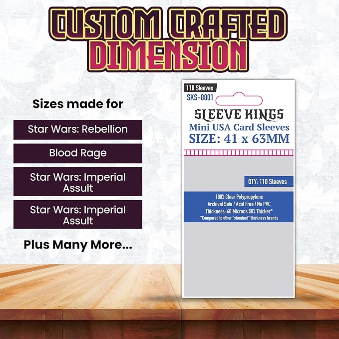 Sleeve Kings Mini USA Card Sleeves 41 x 63 mm – 110 Pack, Extra Clear 60 Micron - Image 3