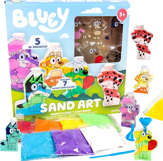 Bluey Sand Art Kit, Includes 5 Sand Art Bottles & 7 Colored Sands, Create Your by Bluey
