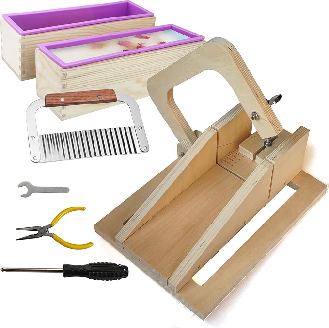 Silicone soap molds -Soap Cutting Tool Set Wooden Bamboo by MDPQT