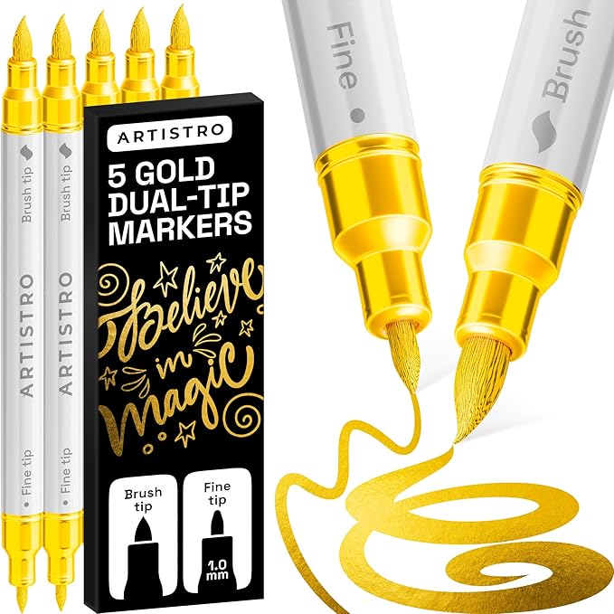 ARTISTRO 5 Gold Acrylic Paint Markers by ARTISTRO