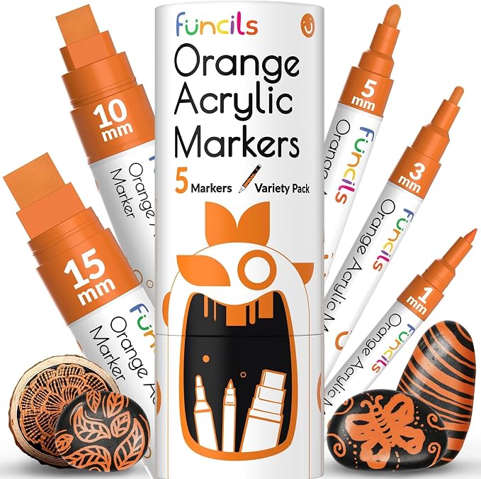 5 Orange Paint Pens by Funcils