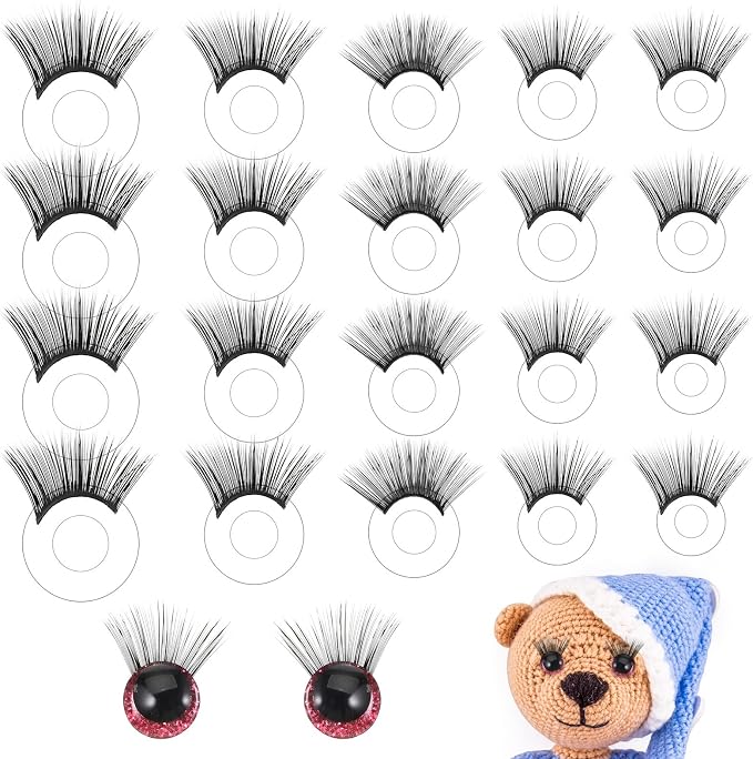20pcs Safety Doll Eyelashes for Crocheting, 5 Sizes Eyelashes for Doll Making by Unknown