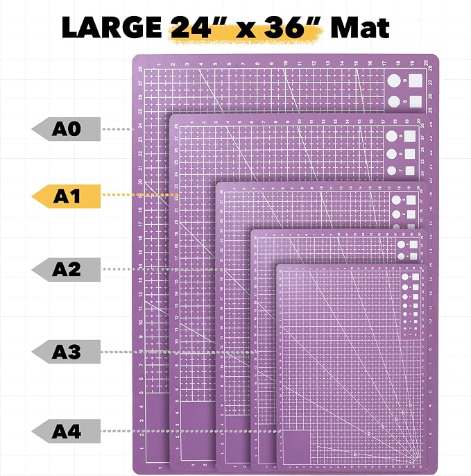 Mandala Crafts Self-Healing Cutting Mat Set – 24" x 36" A1 Purple Pink - Image 3